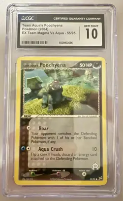 Pokemon TCG Team Rocket’s Poochyena 55 Ex Team Magma Vs Aqua 2004 CGC GEM 10 - Image 1