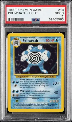 1999 POKEMON GAME #13 POLIWRATH-HOLO PSA 2 - Image 1