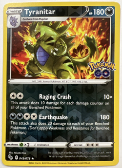 Pokemon Tyranitar - Reverse Holo Pokemon GO 043/078 - Image 1
