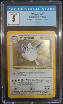 Wigglytuff 16/64 Jungle Unlimited Holo Rare CGC 5 Excellent Pokemon TCG - Image 1