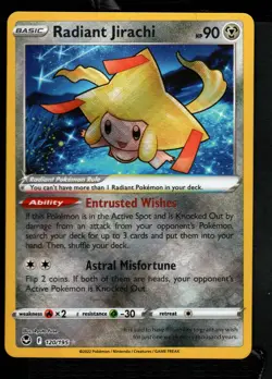 Pokemon Radiant Jirachi Holo SWSH12: Silver Tempest #120/195 NM - Image 1