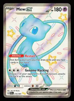 Mew ex 216/091 Shiny Full Art Paldean Fates Pokemon Card - Image 1