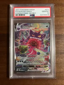 GENGAR VMAX GEM MINT PSA 10 - Alt Art Secret - Pokemon FUSION STRIKE - Image 1