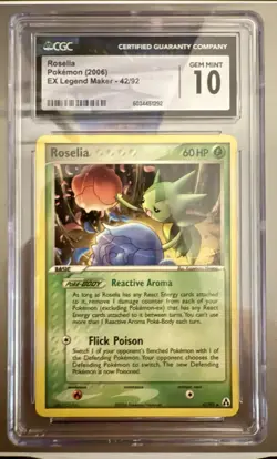 Pokemon TCG Roselia 42/92 EX Legend Maker 2006 CGC GEM MINT 10 - Image 1