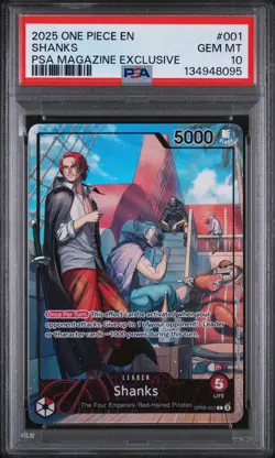 2025 ONE PIECE PROMOS PSA MAGAZINE EXCLUSIVE #001 SHANKS PSA 10 - Image 1
