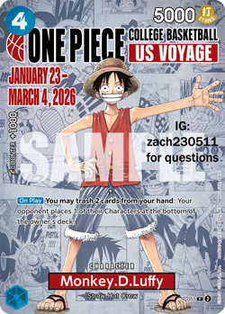 🔥🏀One Piece Monkey.D.Luffy US College Basketball Promo Card PRESALE 2/14🏀🔥 - Image 2