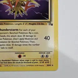 Pokemon TCG Zapdos Card 30/62 Fossil Vintage Regular Rare !GREAT SHAPE! - Image 4