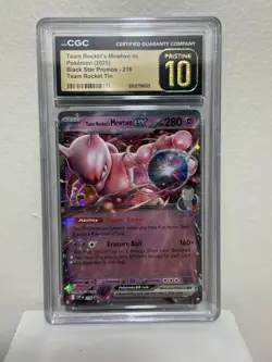 Team Rocket’s Mewtwo EX 216 Black Star Promo CGC Pristine 10 Graded Pokemon Card - Image 1