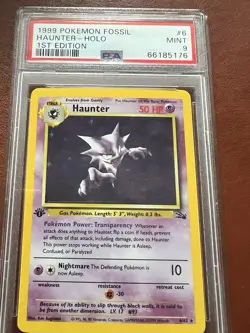 Haunter-Holo PSA 9 1999 Pokemon Fossil #6 1st Edition Pokemon - Image 1