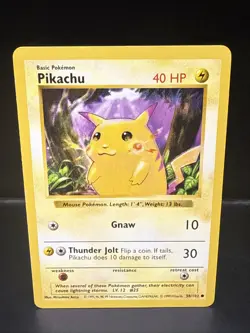Pokemon TCG Pikachu 58/102 Base Set Shadowless Common Red Cheeks Vintage - Image 1