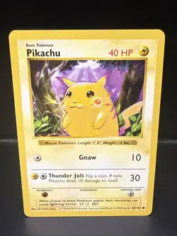 Pokemon TCG Pikachu 58/102 Base Set Shadowless Common Red Cheeks Vintage - Image 2