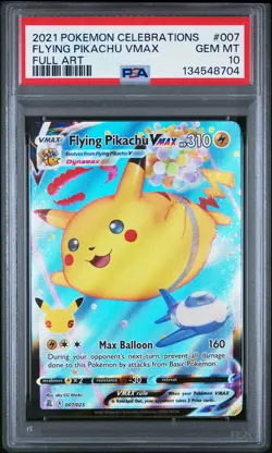 2021 POKEMON CELEBRATIONS #007 FULL ART/FLYING PIKACHU VMAX PSA 10 - Image 1