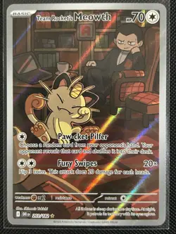 Pokemon Team Rocket's Meowth 203/182 Sv10: Destined Rivals Holo Rare - Image 1