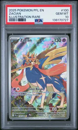 2025 POKEMON PFL EN-PHANTASMAL FLAMES ILLUSTRATION RARE #100 ZACIAN PSA 10 - Image 1