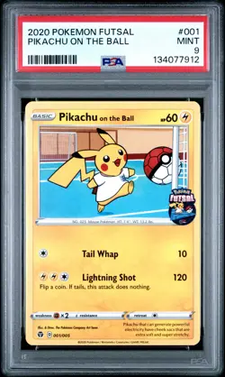 2020 POKEMON FUTSAL #001 PIKACHU ON THE BALL PSA 9 - Image 1