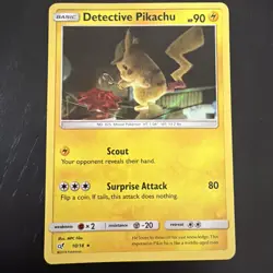 Detective Pikachu 10/18 Holo Rare Pokemon Card - Image 1