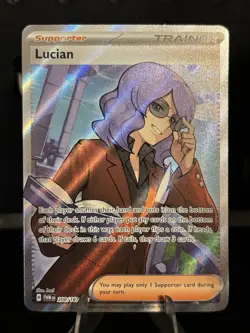 Pokemon TCG Lucian Trainer Full Art Ultra Rare Twilight Masquerade 208/1672024 - Image 1