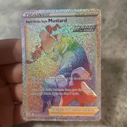 POKEMON 2021 RAPID STRIKE STYLE MUSTARD 176/163 FULL ART RAINBOW TRAINER - Image 1