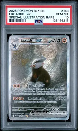 2025 POKEMON BLK EN-BLACK BOLT SPECIAL ILLUSTRATION RARE EXCADRILL EX PSA 10 - Image 1