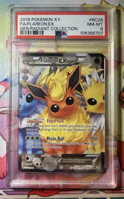 Flareon EX Generations Radiant Collection Full Art Holo Pokemon RC28 PSA 8 - Image 1