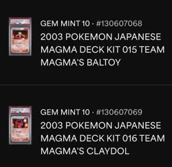 2003 Pokemon Team Magma's Claydol & Baltoy PSA 10 Pop 1 & SEQUENTIAL Japanese - Image 4