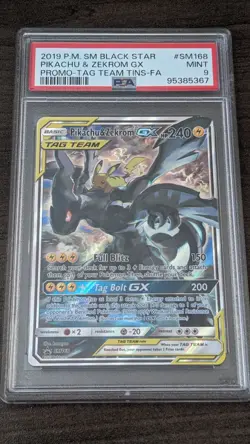 PIKACHU & ZEKROM GX 2019 Pokemon SM168 PSA 9 MINT Tag Team PROMO - Image 1