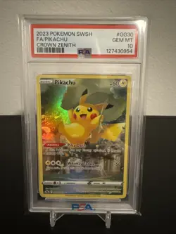 2023 POKEMON SWORD & SHIELD CROWN ZENITH #GG30 FULL ART/PIKACHU PSA 10 - Image 1