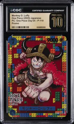 2025 PC: ONE PIECE DAY '25 JPN PROMO #P-110 MONKEY D. LUFFY CGC 10 PERFECT - Image 1