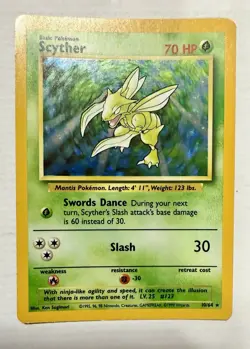 1999 Pokemon Jungle #10 Scyther 10/64 Holo No Symbol Error High Grade NP - Image 1
