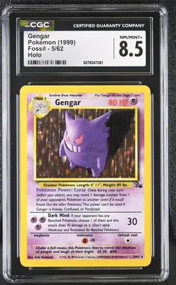 CGC 8.5 Gengar 1999 Fossil 5/62 Holo Pokemon Card - Image 1