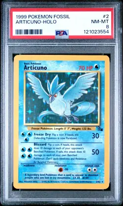 Articuno (2) Fossil #02 (1999) Holo NM-MT Pokemon PSA 8 - Image 1