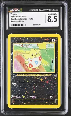 CGC 8.5 Togepi 2001 Southern Islands 4/18 Reverse Holo Pokemon Card - Image 1
