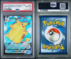 2021 POKEMON CELEBRATIONS #009 FULL ART/SURFING PIKACHU VMAX PSA 10 - Image 3