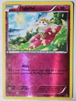 REVERSE HOLO Flabebe 101/162 PL - XY Breakthrough Pokemon Card Kouki Saitou Art - Image 1