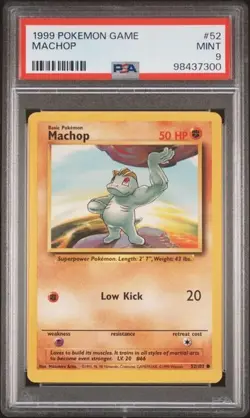 1999 POKEMON GAME MACHOP #52 BASE SET PSA 9 MINT - Image 1