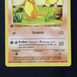 Charmander 46/102 1st Edition Shadowless Base Set Vintage 1999 WOTC Pokemon Card - Image 4