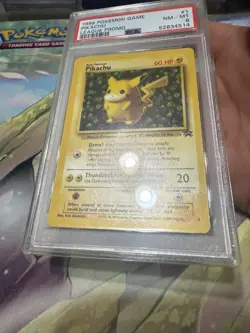 1999 Pokemon TCG Pikachu Card Pokemon League Black Star Promo #1 PSA 8 - Image 2