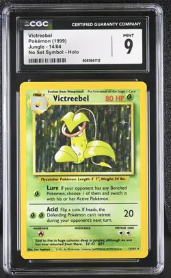 CGC 9 MINT Victreebel 1999 Jungle 14/64 No Set Symbol Holo Pokemon Card - Image 1