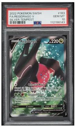 2022 Pokemon SWSH Silver Tempest #183 Full Art Regidrago V PSA 10 Card GEM MINT! - Image 1