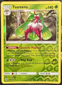 Tsareena 2017 Sun & Moon Reverse Holo Rare Pokemon Card 20/149 (NM) Multi Color - Image 1