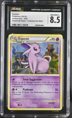 CGC 8.5 Espeon 2010 Undaunted 2/90 Cracked Ice Holo Pokemon Card - Image 1