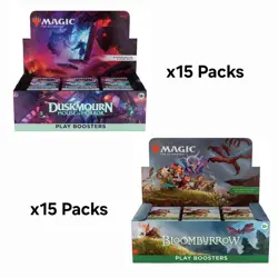 MTG Bloomburrow + Duskmourn, [x30] Play Booster Lot - [x15 For Each Set] - Image 1
