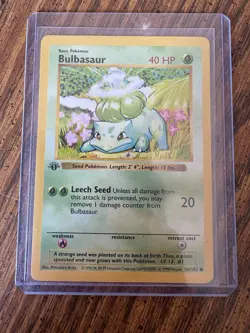 1999 First Edition Base Set Shadowless Bulbasaur Pokemon Card #44/102 - Image 1