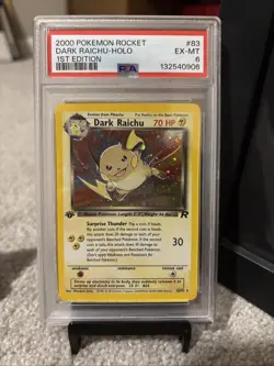 2000 Pokemon Team Rocket First Edition Dark Raichu Holo #83/82 PSA 6 - Image 1