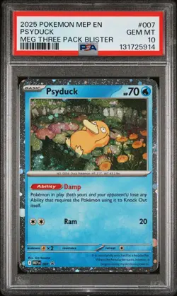 2025 POKEMON MEP EN-ME BLACK STAR PROMO #007 PSYDUCK PSA 10 - Image 1