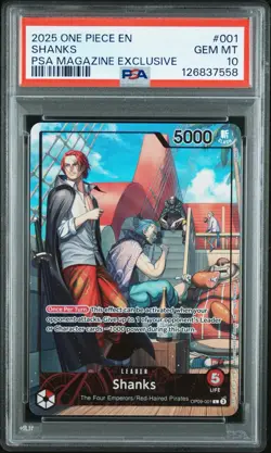 2025 PSA Magazine Promo Shanks OP09-001 One Piece Promotion Cards Foil PSA 10 - Image 1