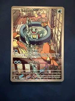 Pokemon TCG Stellar Crown Squirtle Card 148/142 Illustration Rare NM - Image 1