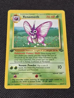 Venomoth - 29/64 - Pokemon Jungle 1st Edition Rare Card WOTC LP/NM - Image 2