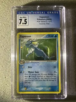 CGC 9 MINT Vaporeon 2006 POP Series 3 6/17 Holo Pokemon Card - Image 1