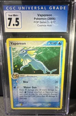 CGC 9 MINT Vaporeon 2006 POP Series 3 6/17 Holo Pokemon Card - Image 5